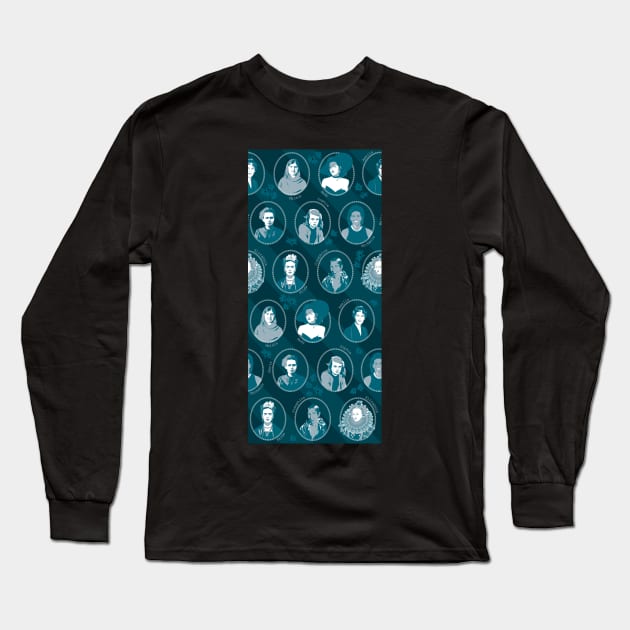 inspiring women - teal Long Sleeve T-Shirt by kobyakov